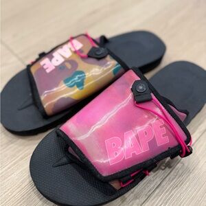 Bape Vibrant Pink and Black Slides